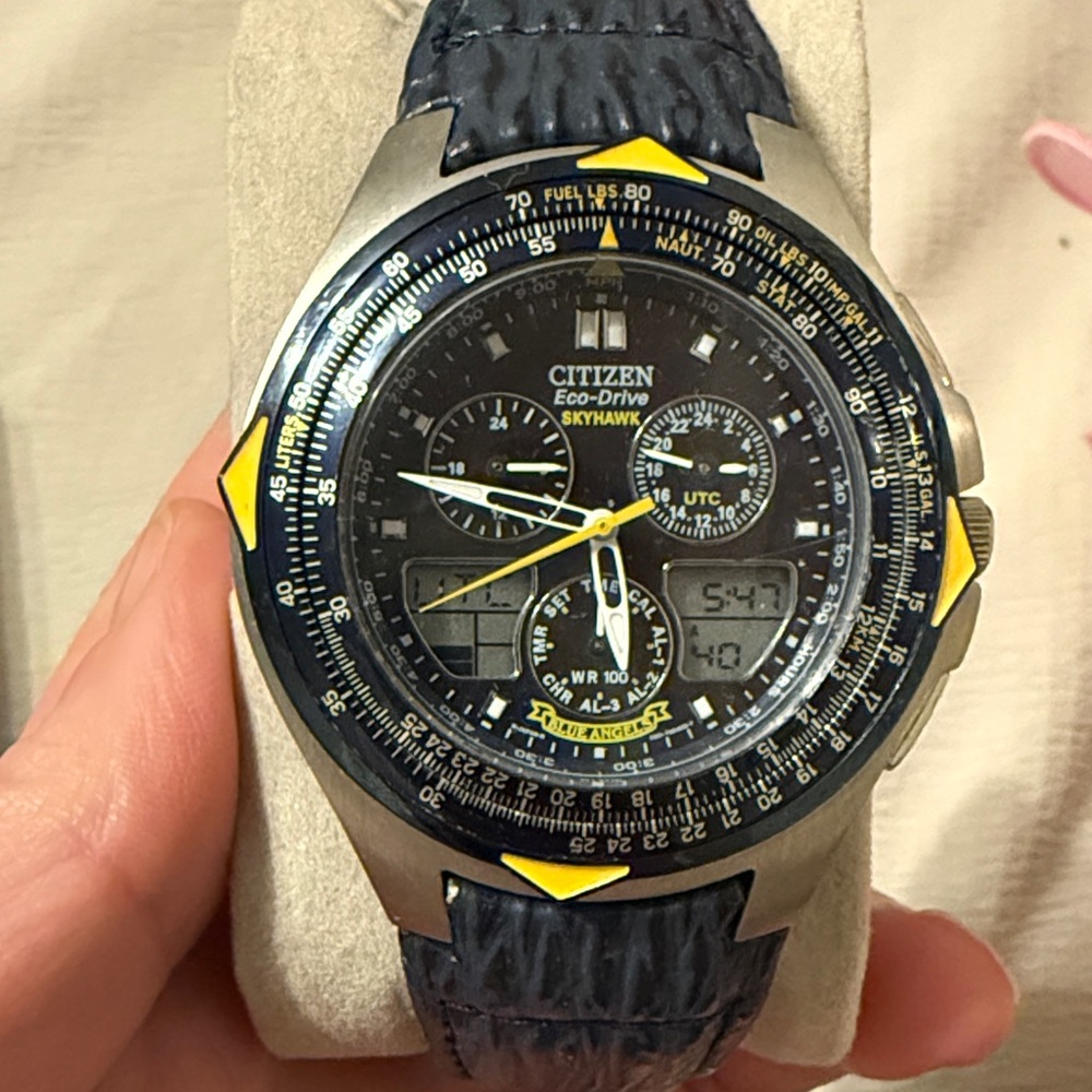 Citizen Skyhawk Men’s Watch Black Dial with Yellow Accents